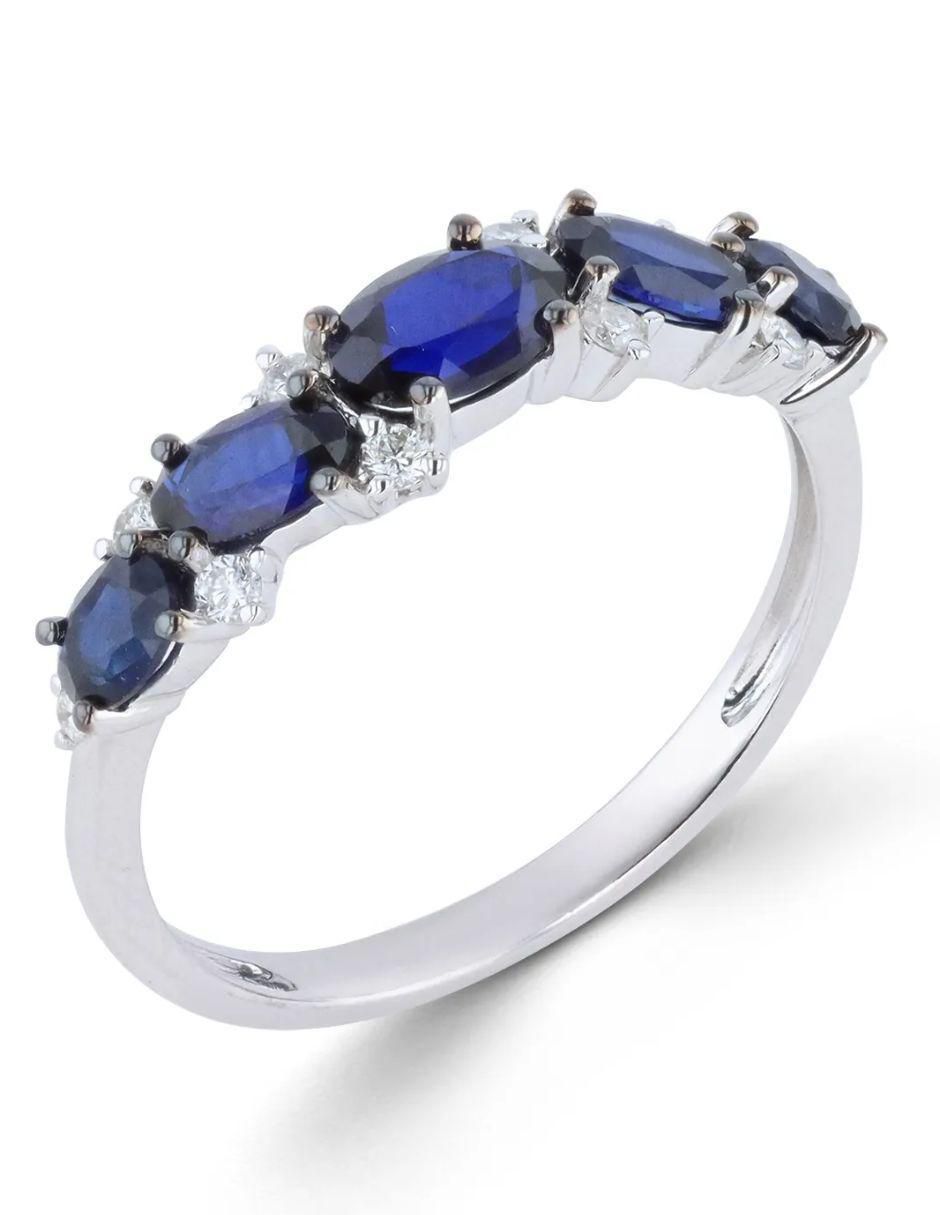 Anillo circular 14 k de oro blanco diamante brillante