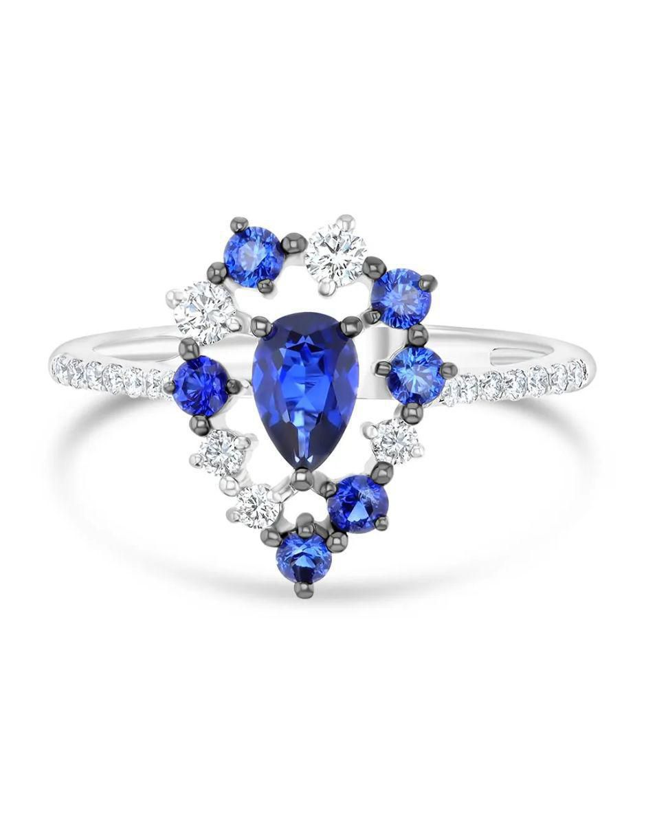Anillo de diamante 14 k de oro blanco diamante brillante 2