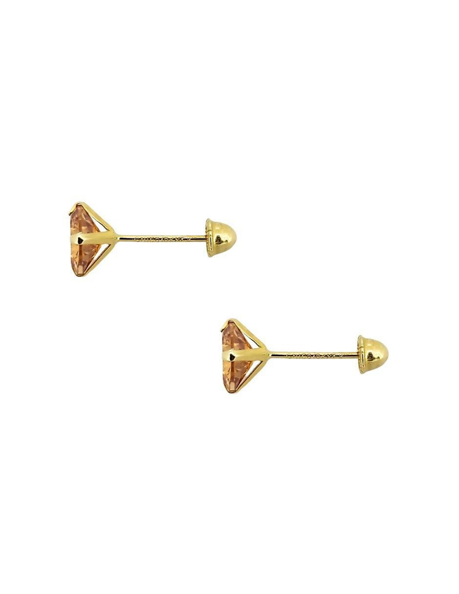 Broqueles redondos de oro amarillo 10 k con acabado pavé zirconia 4