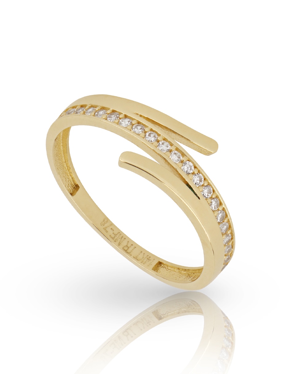 Anillo 14 k de oro amarillo zirconia pulido 3