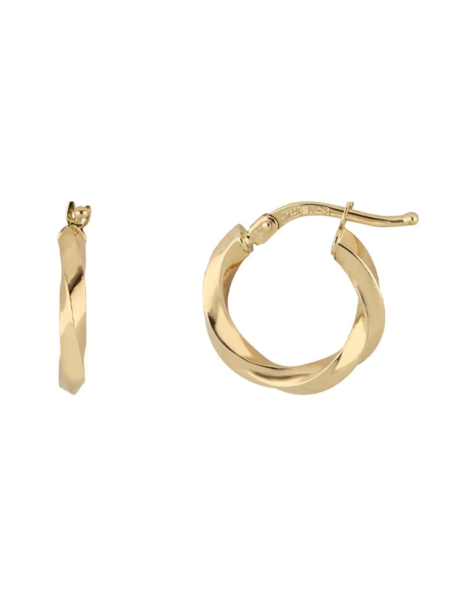 Arracadas de oro amarillo 14 K con acabado pulido 4