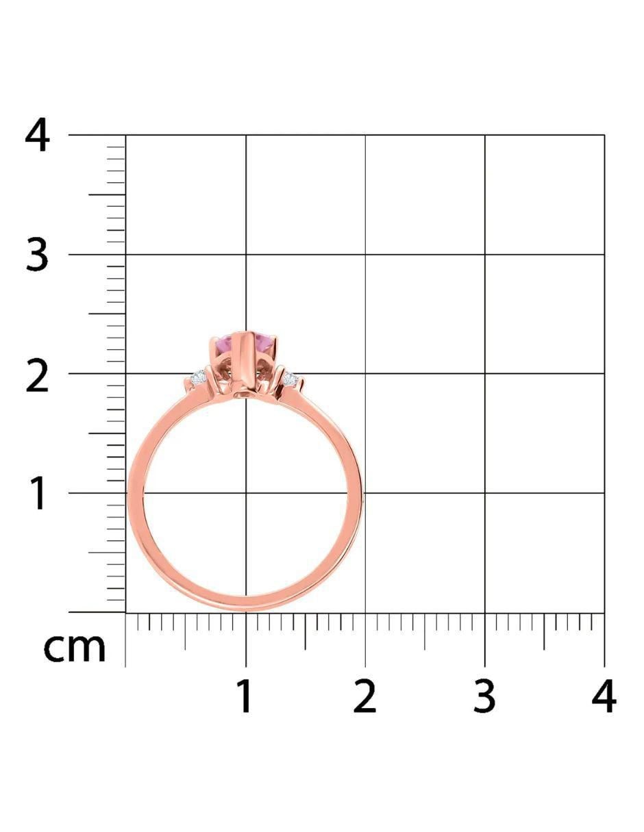 Anillo de corazón 14 k de oro rosa zirconia brillante 5