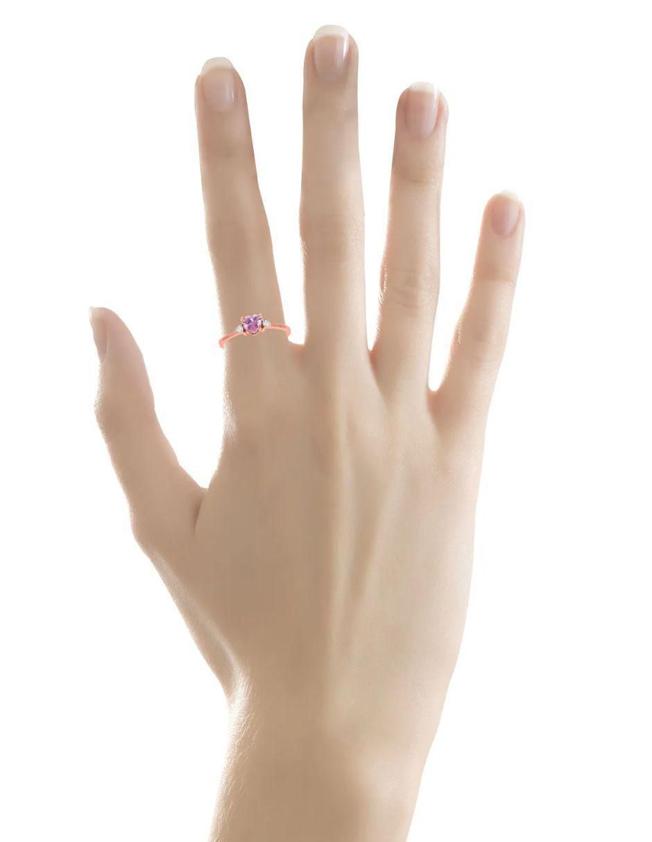 Anillo de corazón 14 k de oro rosa zirconia brillante 3