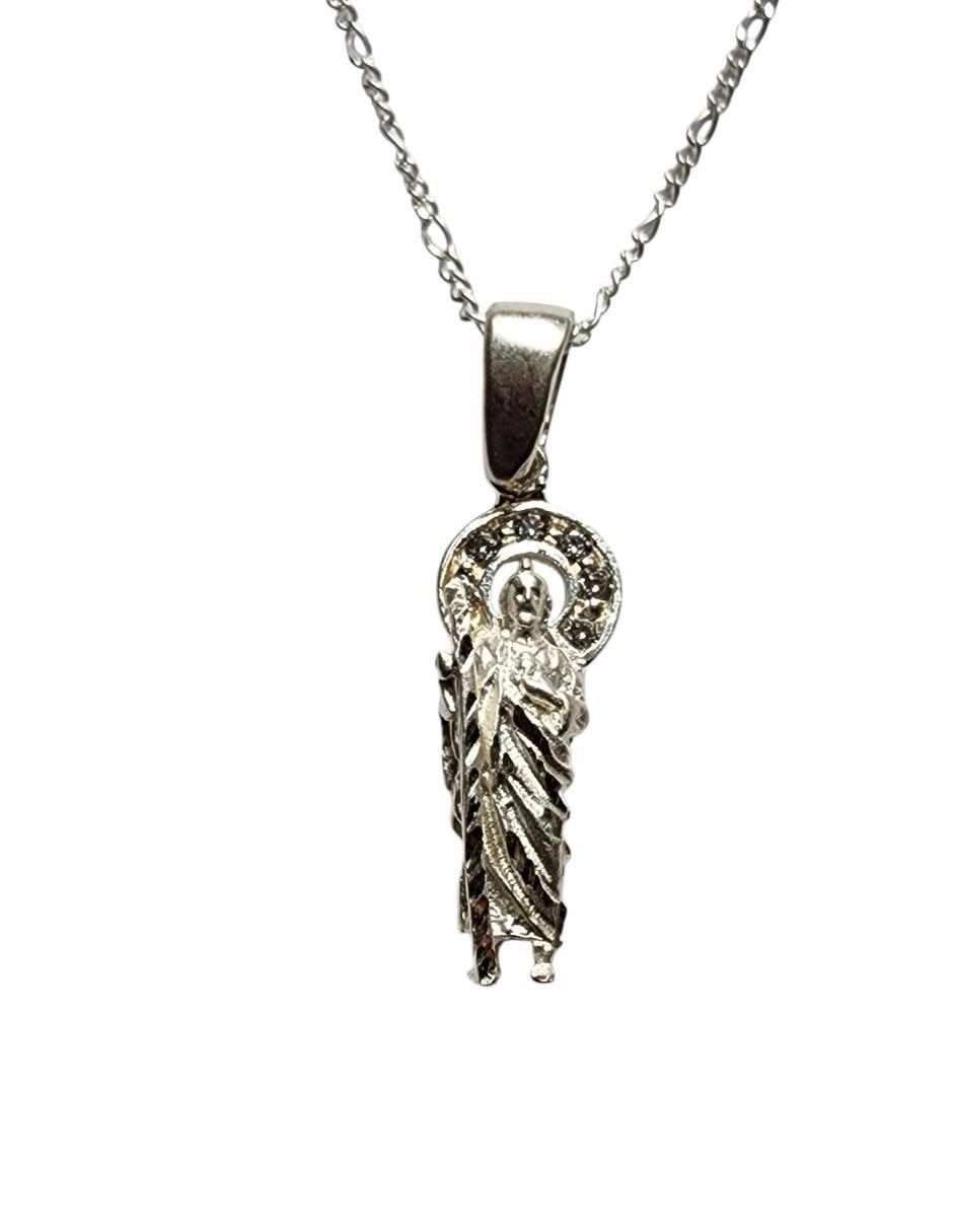Collar con dije San Judas Tadeo de plata P 925 4