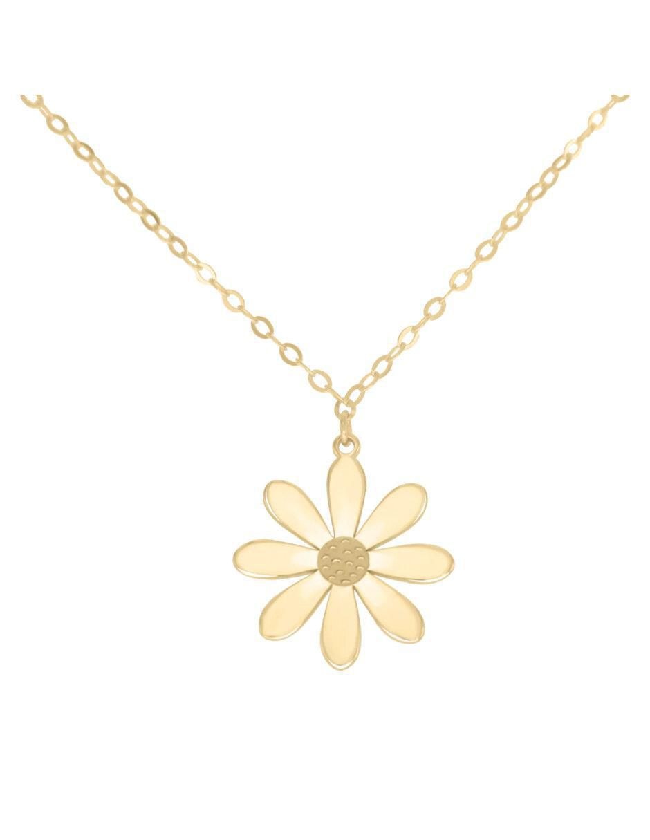 Colgante Y Dije de flor lisa de oro 14 K