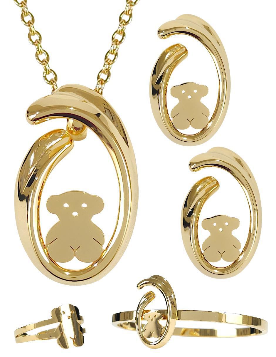 Collar, pulsera, anillo y aretes de diferentes formas 1