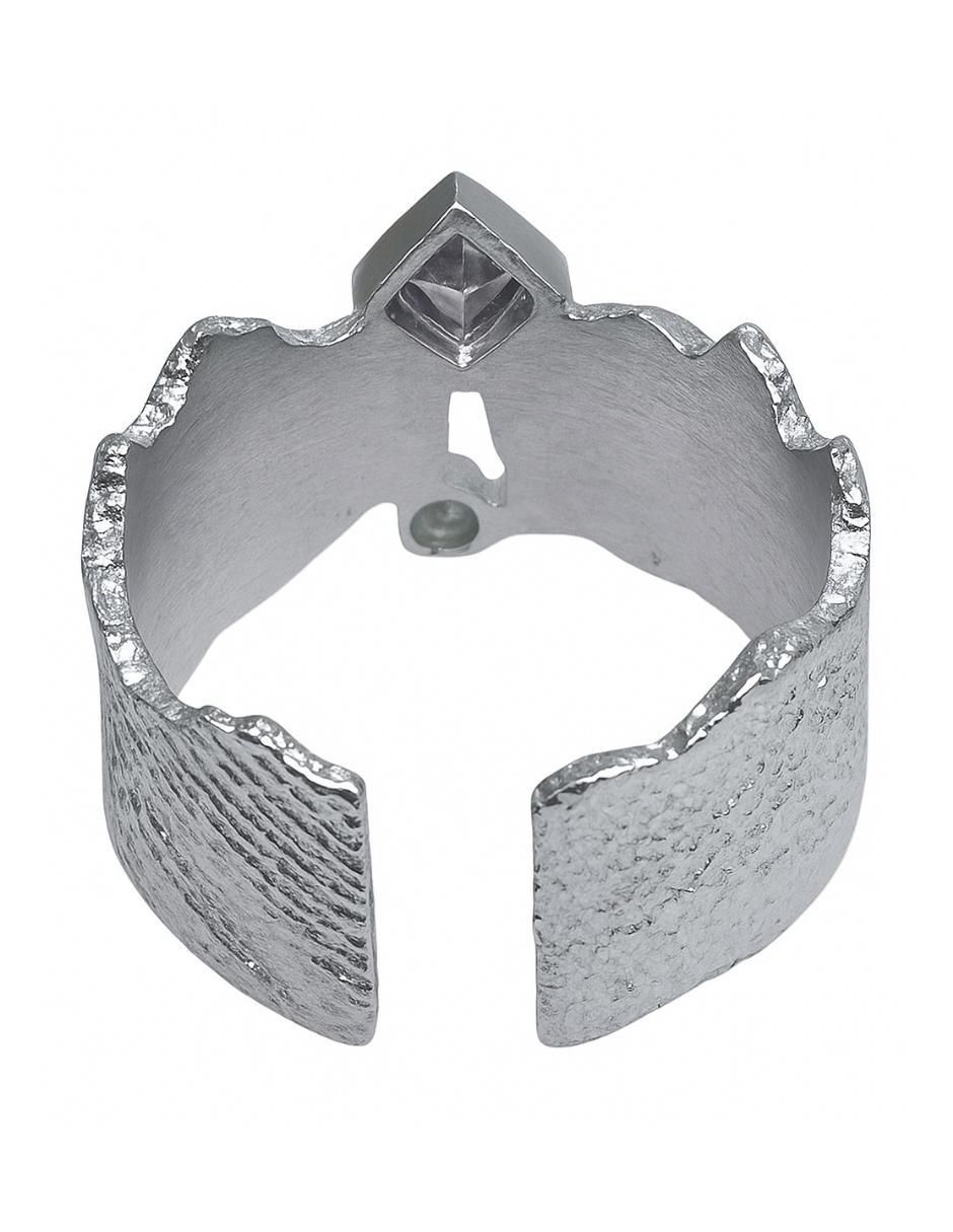 Anillo con gema Vintage P 925 de plata zirconia semi mate 5