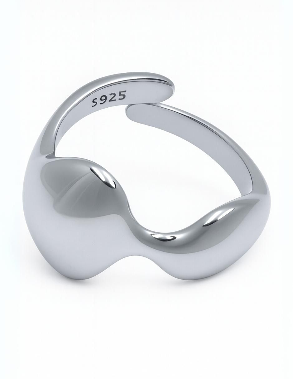 Anillo Asimétrico P 925 de plata brillante