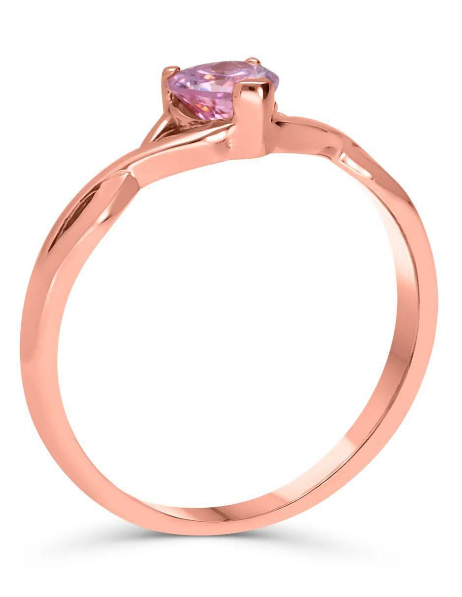 Anillo de corazón 14 k de oro rosa zirconia brillante 2
