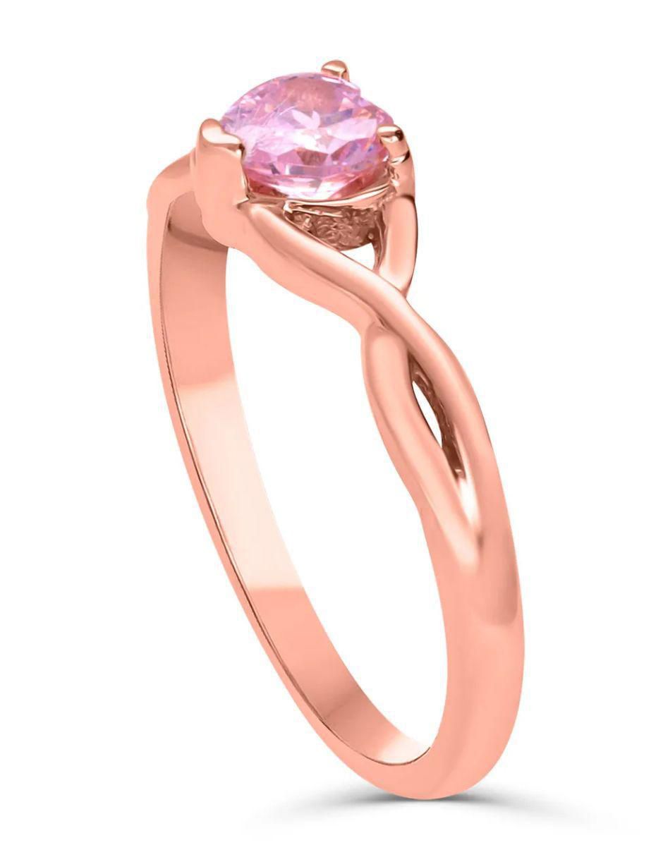Anillo de corazón 14 k de oro rosa zirconia brillante 4