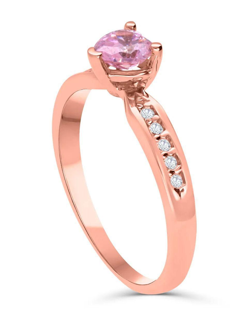 Anillo de corazón 14 k de oro rosa zirconia brillante 4