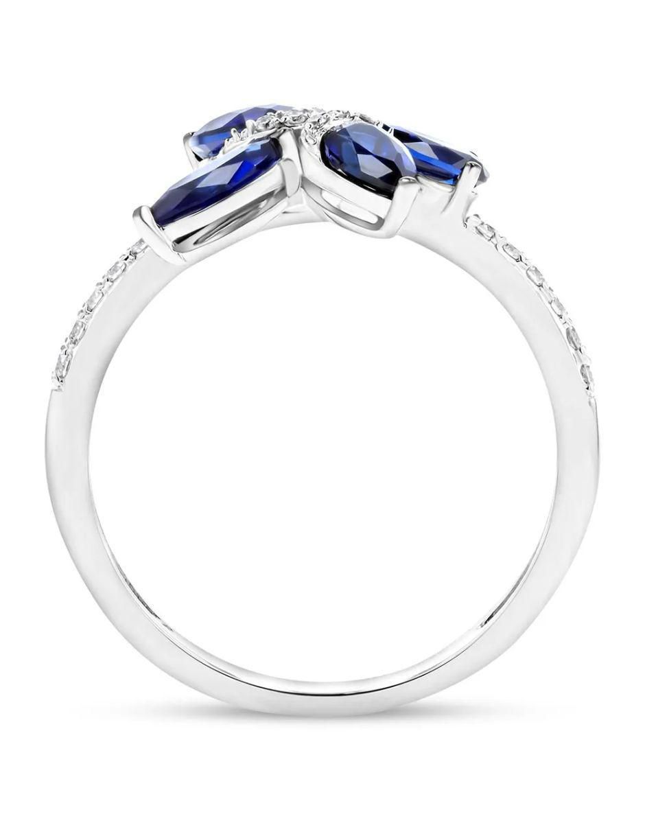 Anillo de flor 14 k de oro blanco diamante brillante 4