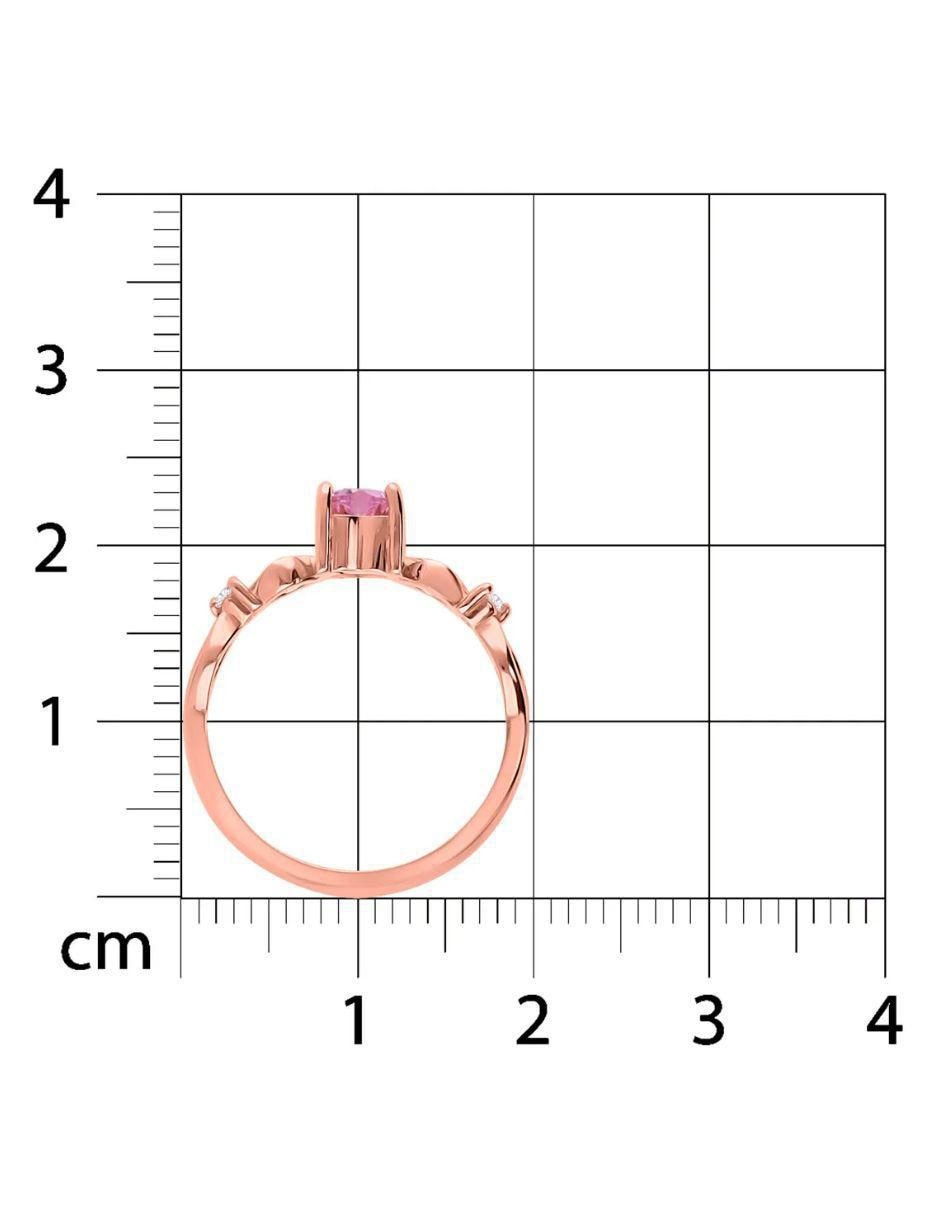 Anillo de corazón 14 k de oro rosa zirconia brillante 5