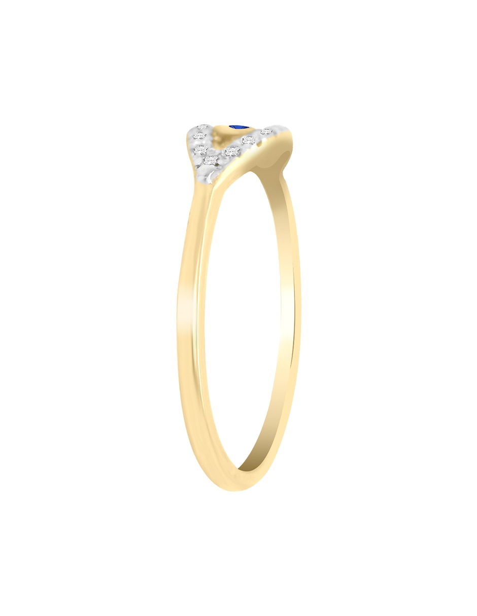Anillo con gema de ojo Drusila 14 k de oro amarillo zafiro y diamante brillante 4