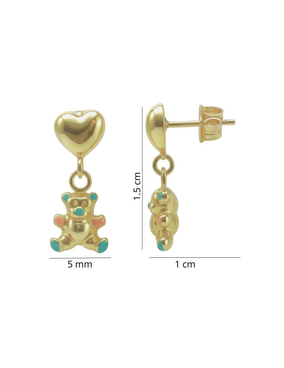 Arete de oso de oro 14 k con acabado pulido 2