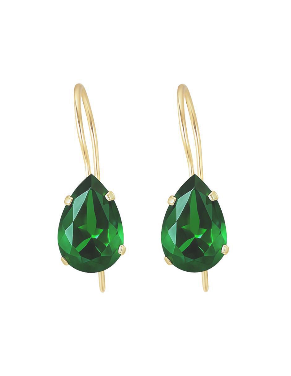 Arete corto de gota de oro 10 k con acabado brillante zirconia Arete corto de gota de oro 10 k con acabado brillante zirconia