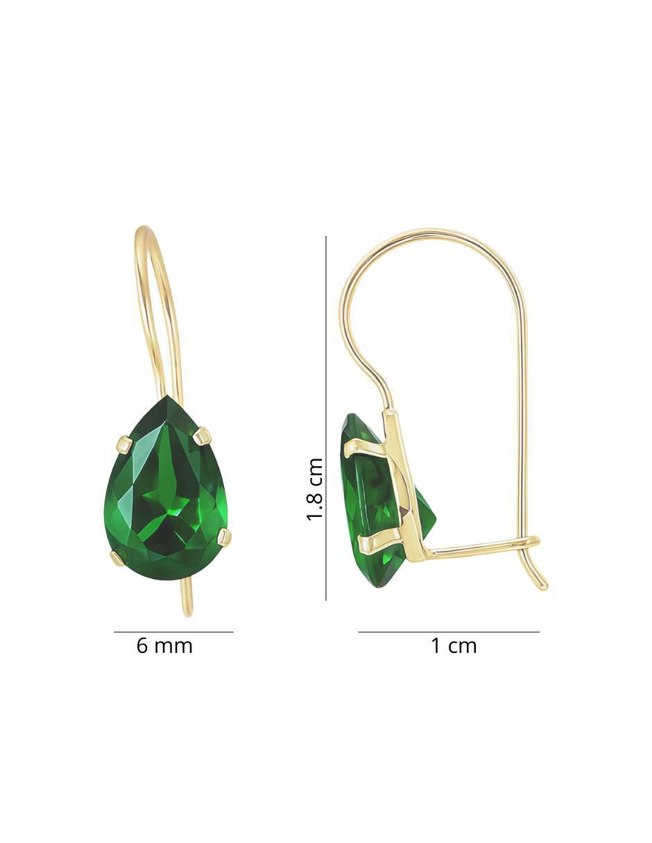 Arete corto de gota de oro 10 k con acabado brillante zirconia 4