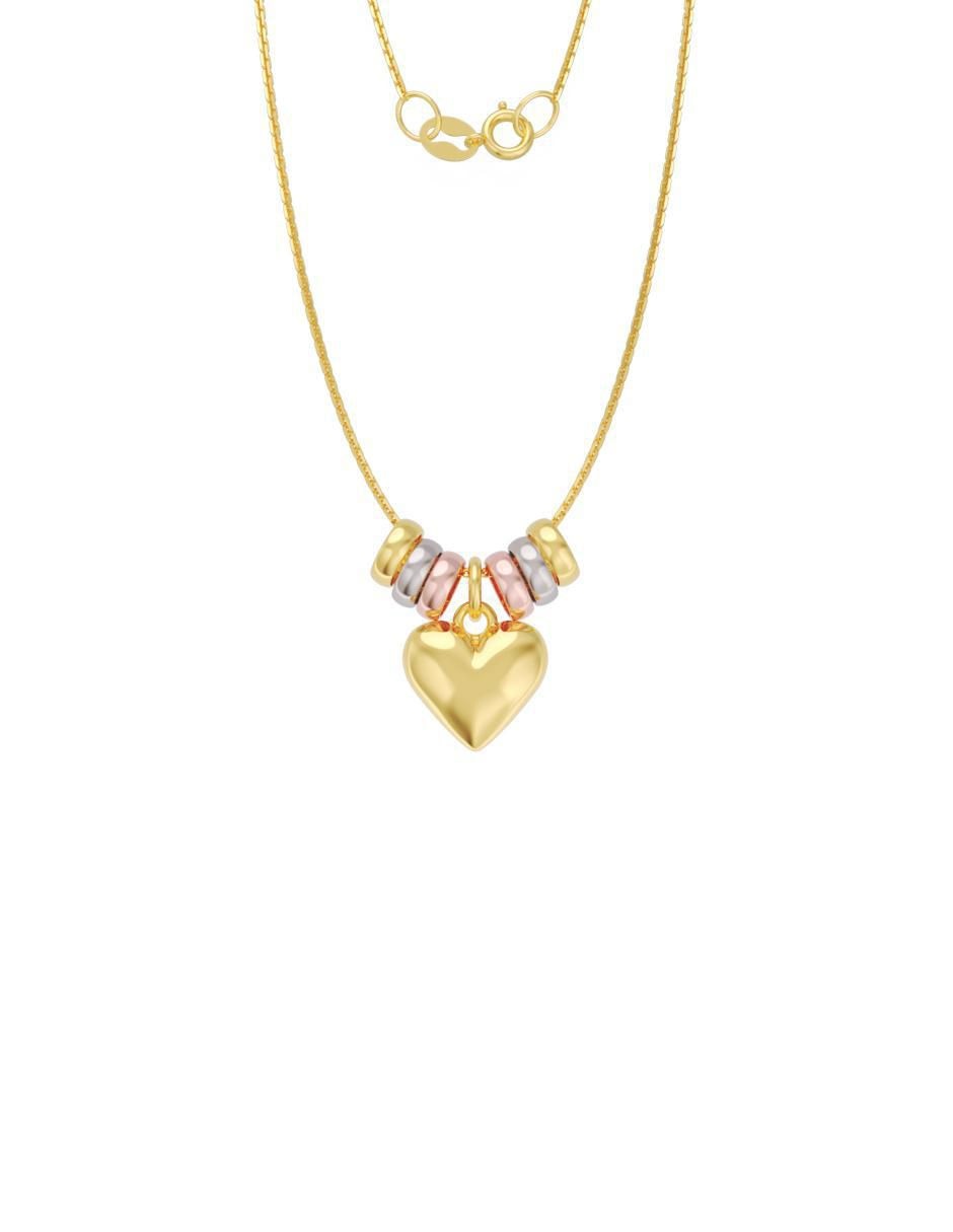 Collar con dije de corazón de oro 14 K