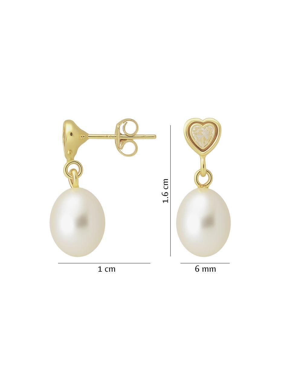 Aretes de corazón de oro 14 K con acabado brillante zirconia 4