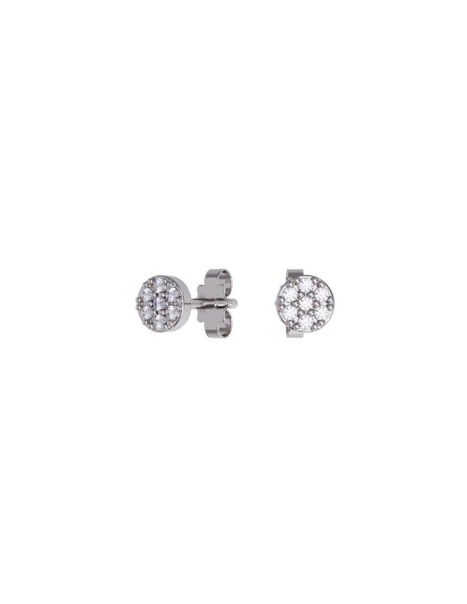 Set de aretes redondos de oro 14 K con acabado pulido zirconia Set de aretes redondos de oro 14 K con acabado pulido zirconia