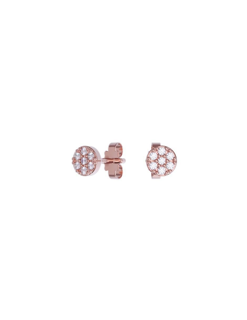 Set de aretes redondos de oro 14 K con acabado pulido zirconia