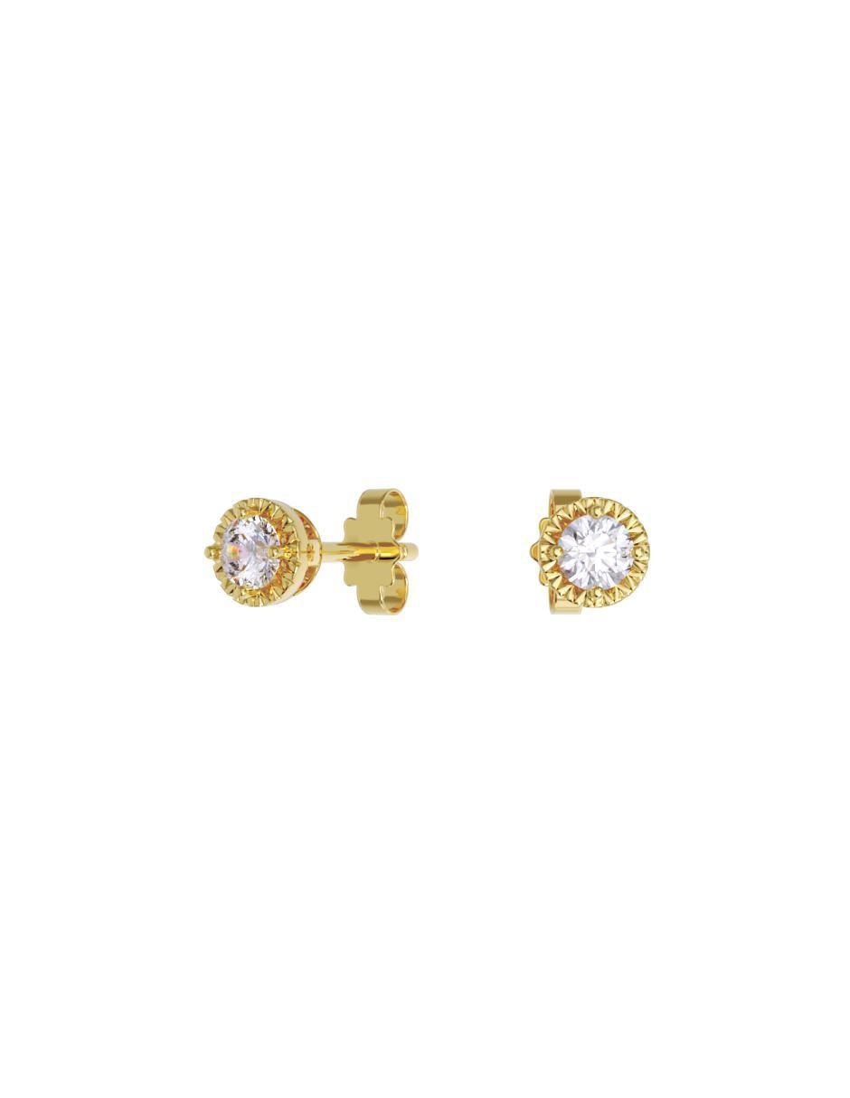 Set de aretes de oro 14 K con acabado pulido zirconia