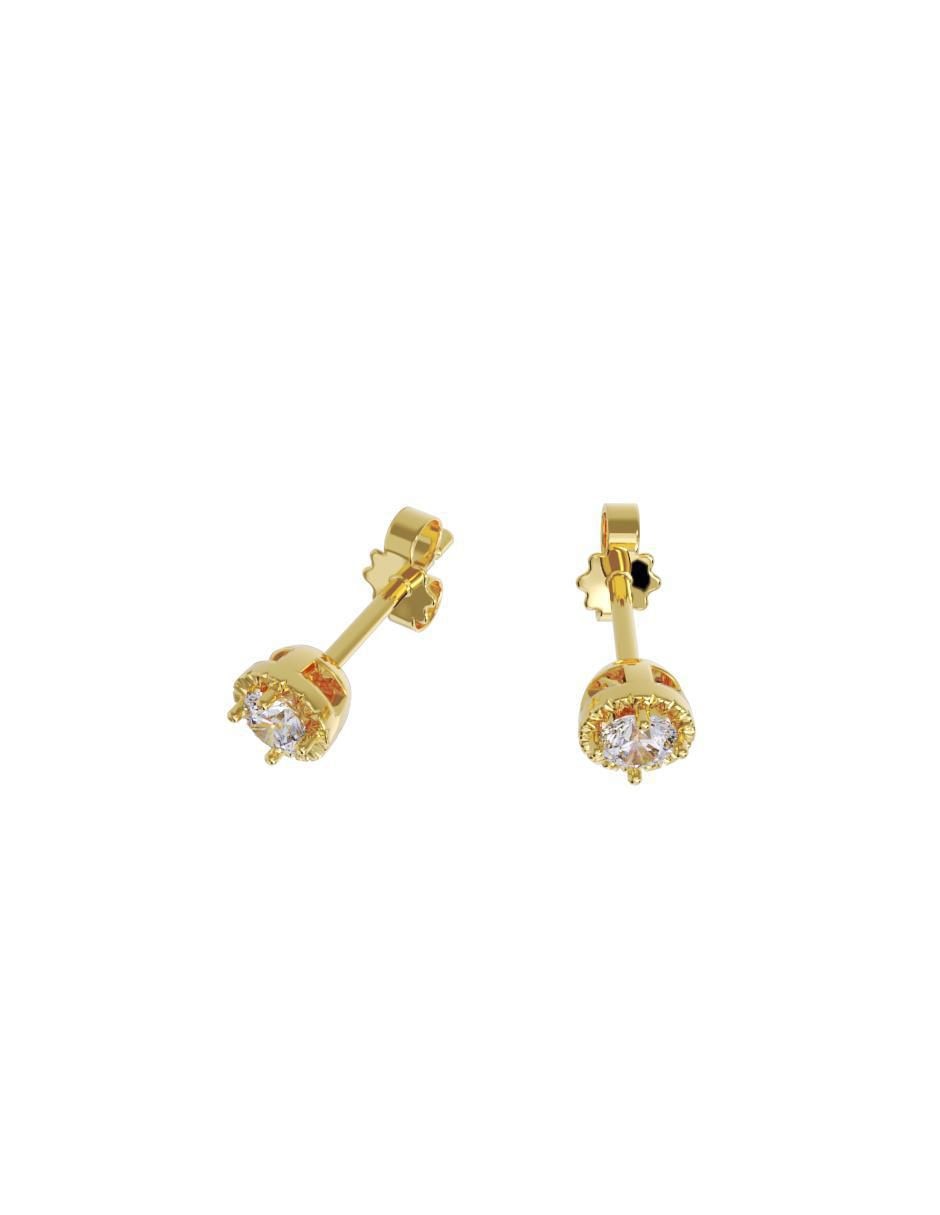 Set de aretes "de (si aplica)" redonda no aplica fonelli sin familia "de" oro 14 k "con acabado" pulido zirconia