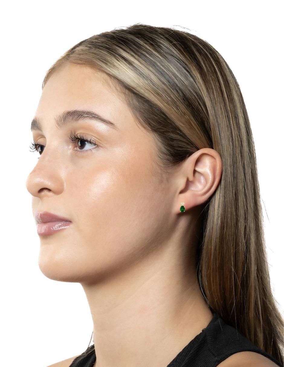 Aretes de corazón de oro 14 K con acabado brillante agata verde natural 2