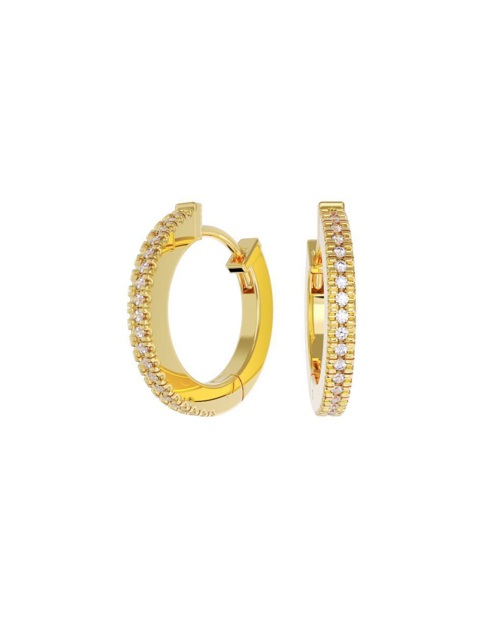 Arracadas de oro 14 K con acabado pulido zirconia Arracadas de oro 14 K con acabado pulido zirconia