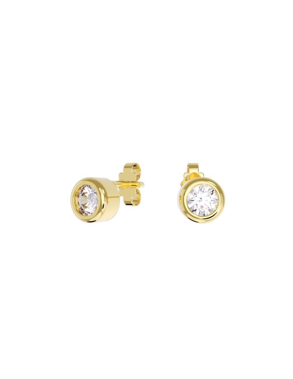 Set de aretes redondos de oro 14 K con acabado pulido zirconia