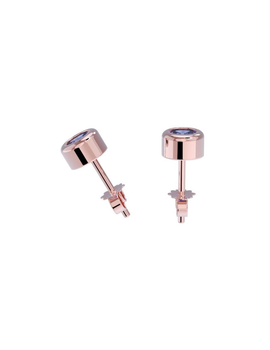 Set de aretes redondos de oro 14 K con acabado pulido zirconia 2