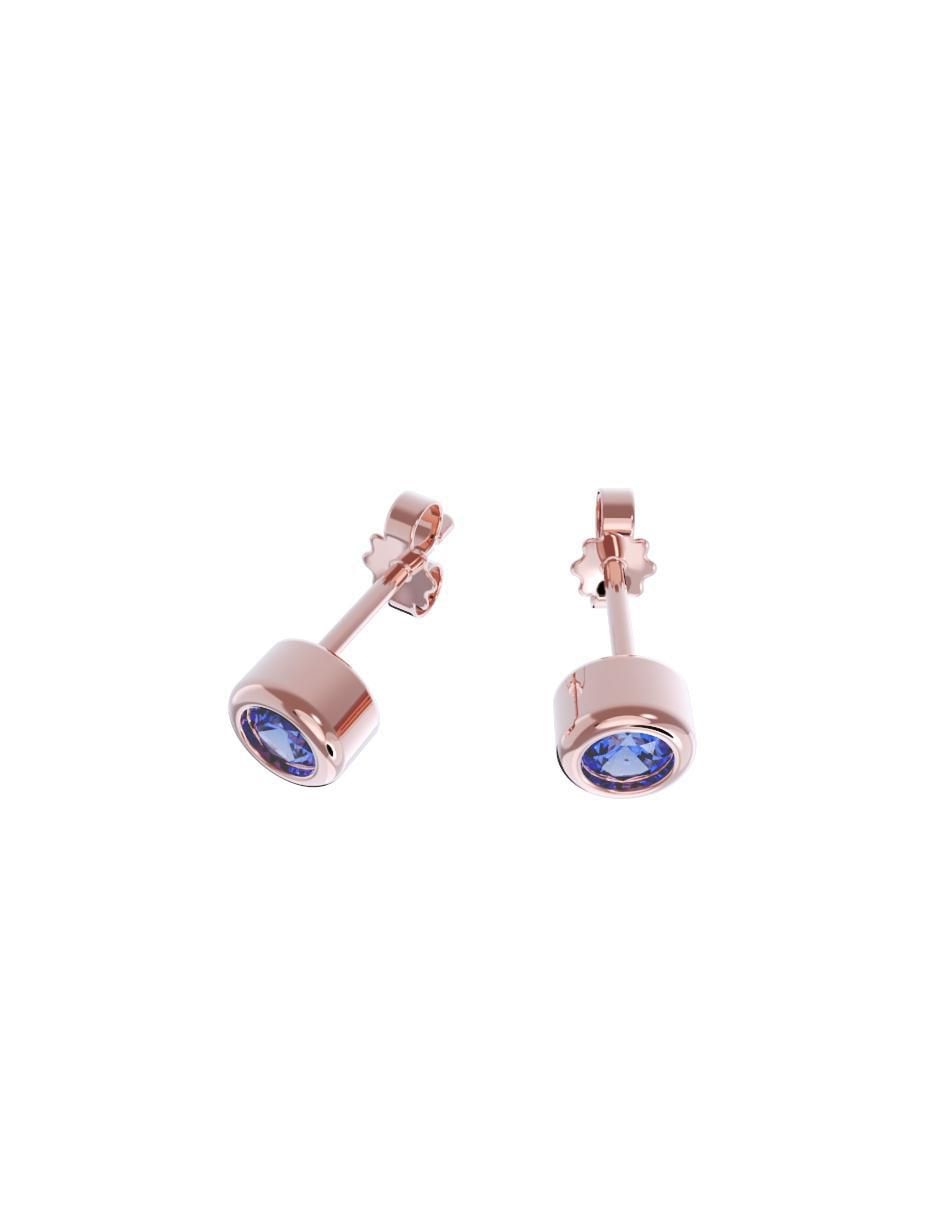 Set de aretes redondos de oro 14 K con acabado pulido zirconia 3