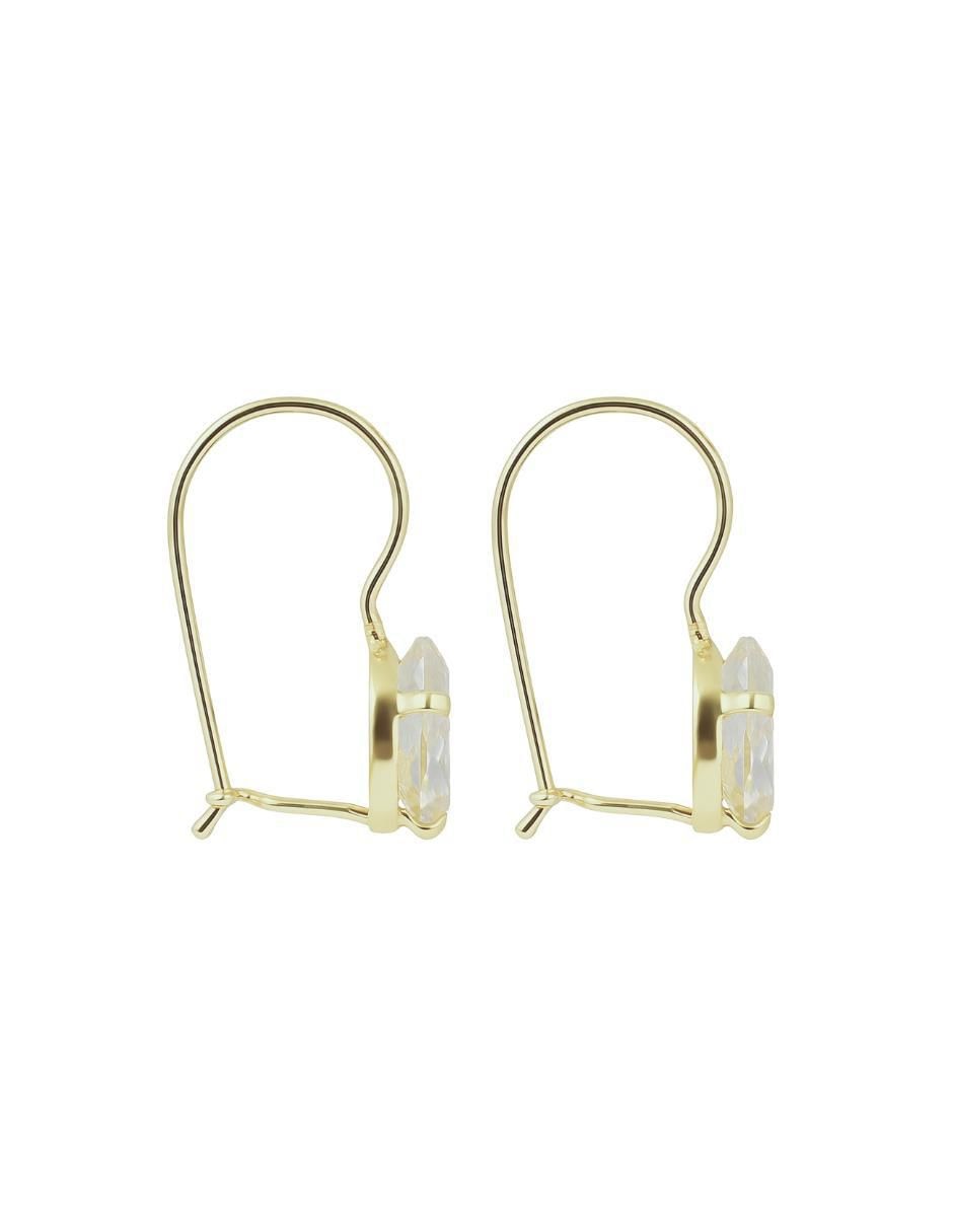 Arete ovalado de oro 10 K con acabado brillante zirconia 3