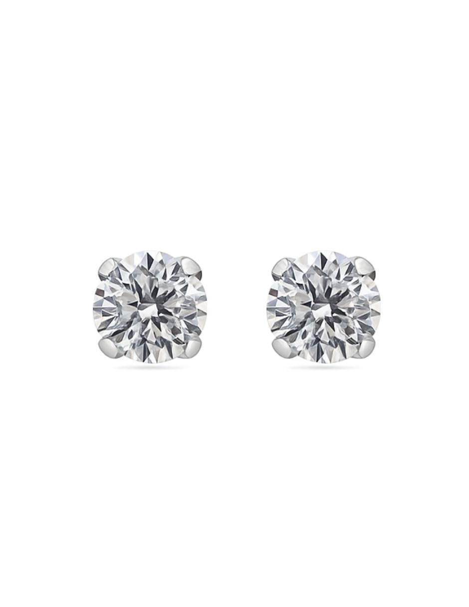 Broqueles de oro blanco 10 K con acabado brillante zirconia Broqueles de oro blanco 10 K con acabado brillante zirconia