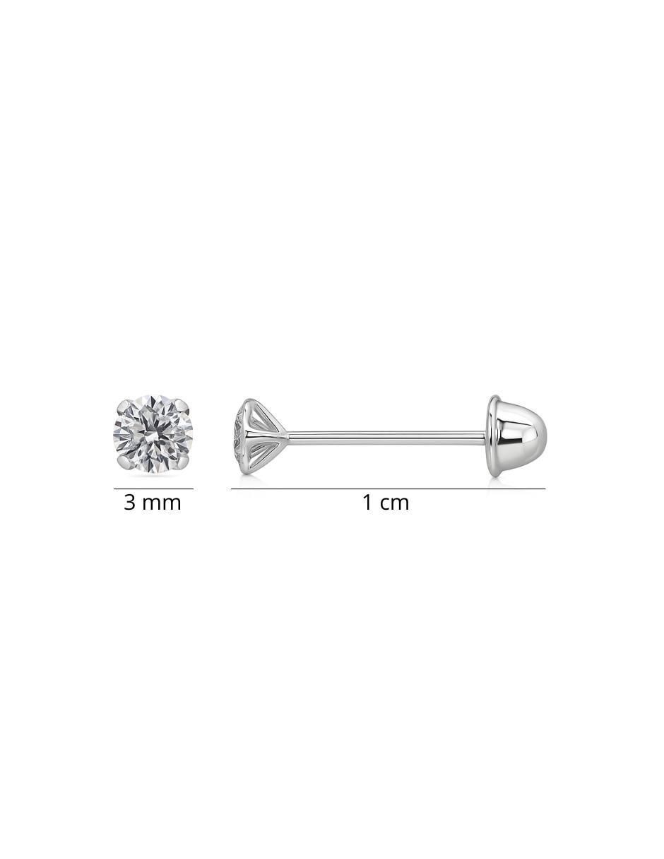 Broqueles de oro blanco 10 K con acabado brillante zirconia 4