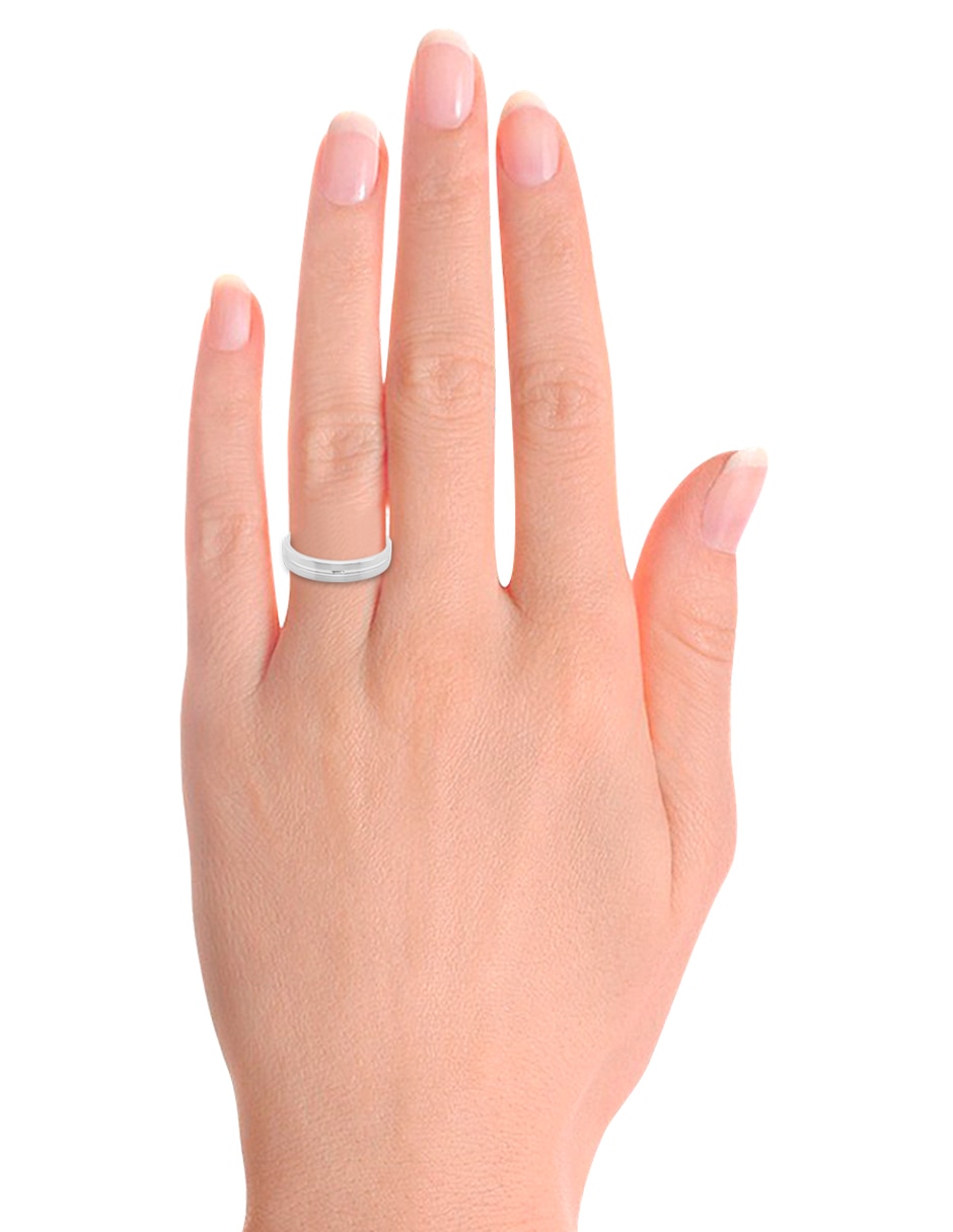 Argolla de oro blanco 14 k Essenza Yun diamante 4