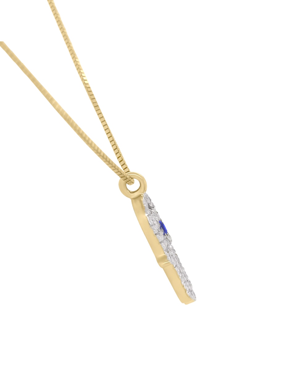 Colgante Y Dije de mano fatima de oro amarillo 14 K zafiro y diamante 2