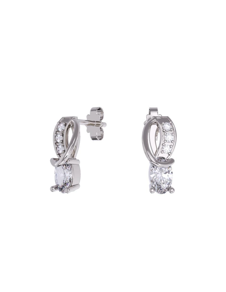Aretes cortos de infinito de oro 14 k con acabado pulido zirconia Aretes cortos de infinito de oro 14 k con acabado pulido zirconia