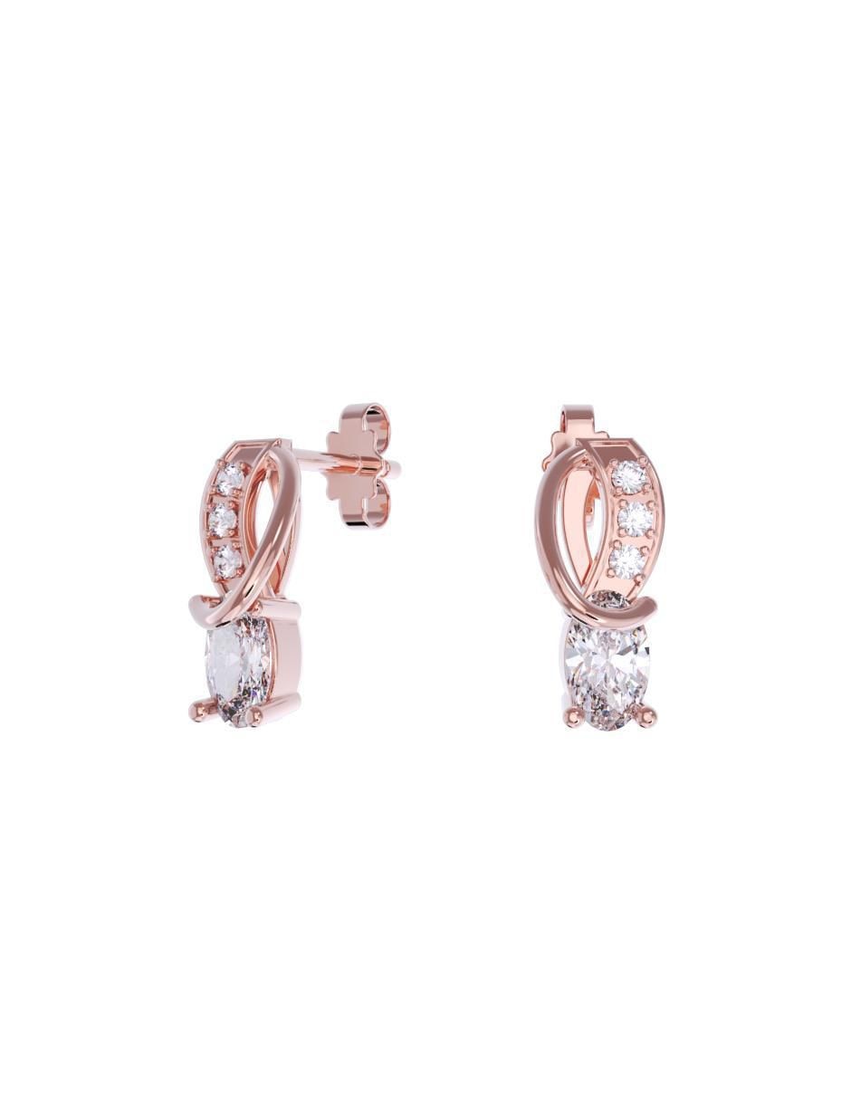 Aretes cortos de infinito de oro 14 k con acabado pulido zirconia