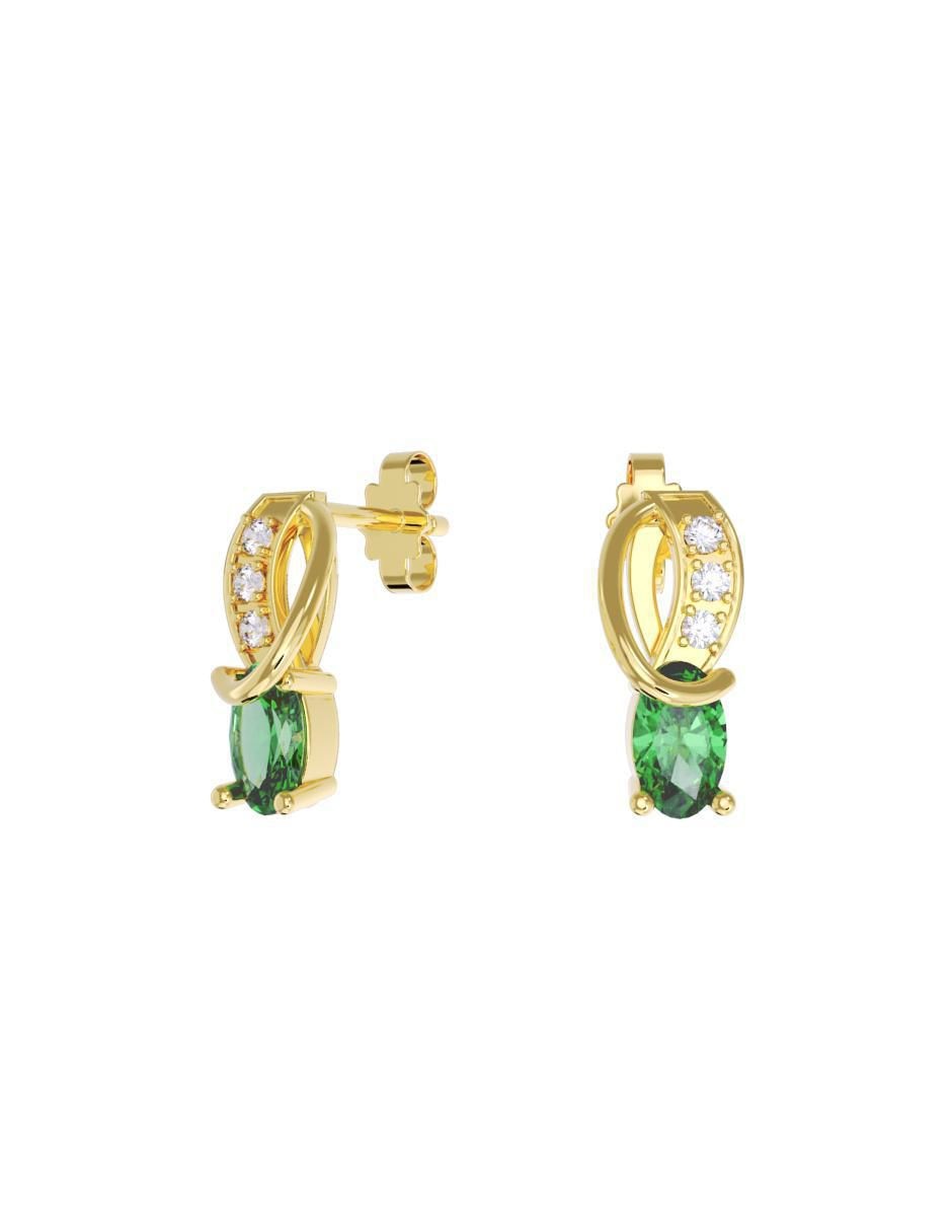 Aretes cortos de infinito de oro 14 k con acabado pulido zirconia Aretes cortos de infinito de oro 14 k con acabado pulido zirconia