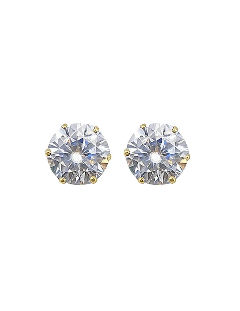 Broqueles circulares de oro 18 K con acabado brillante zirconia Broqueles circulares de oro 18 K con acabado brillante zirconia