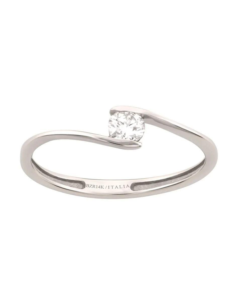 Solitario de oro blanco 14 k diamante