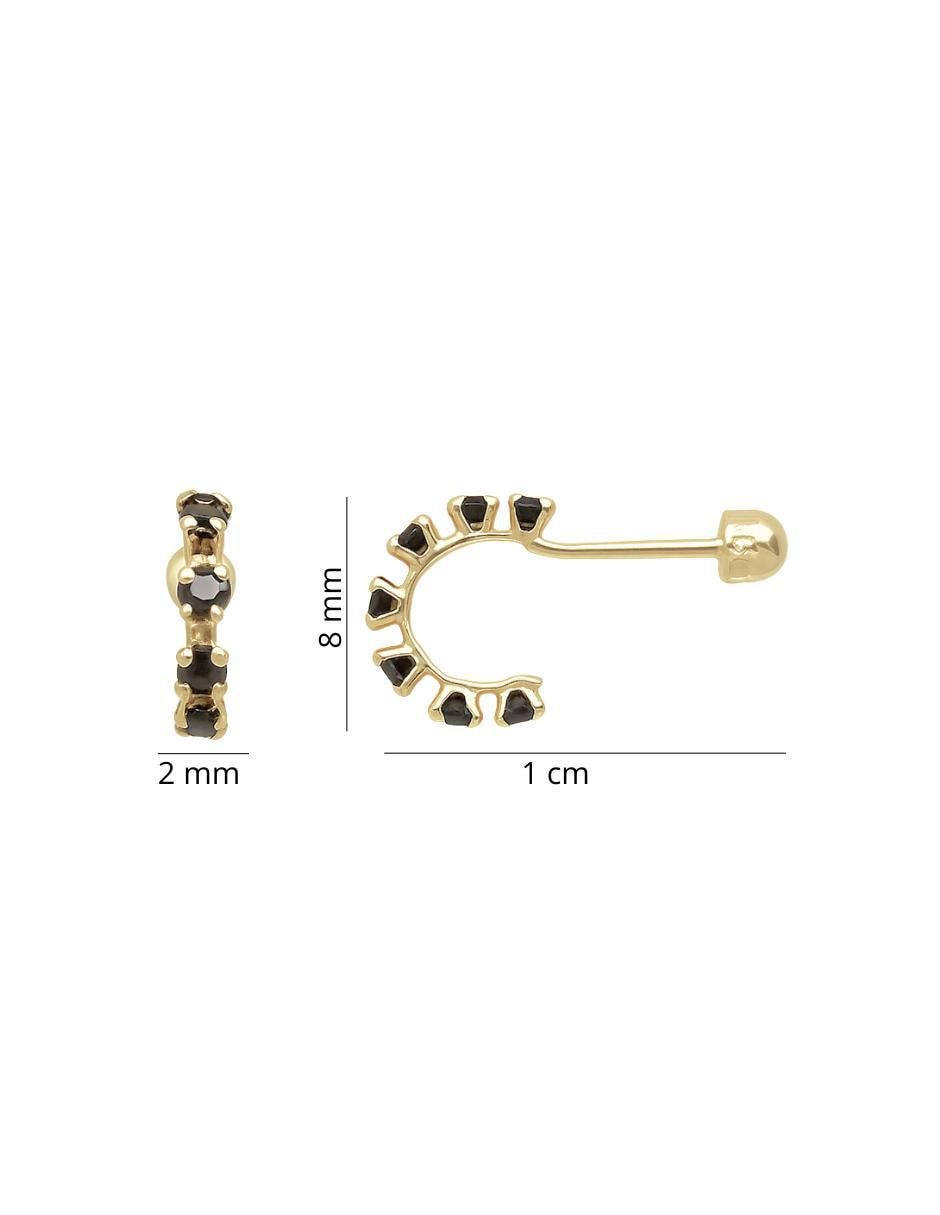 Broqueles de media luna de oro 10 k  zirconia 5