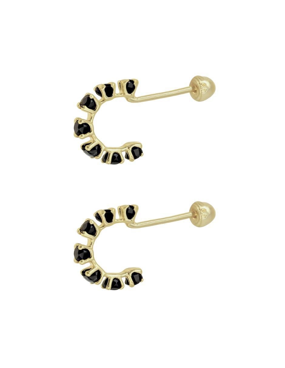 Broqueles de media luna de oro 10 k  zirconia 3