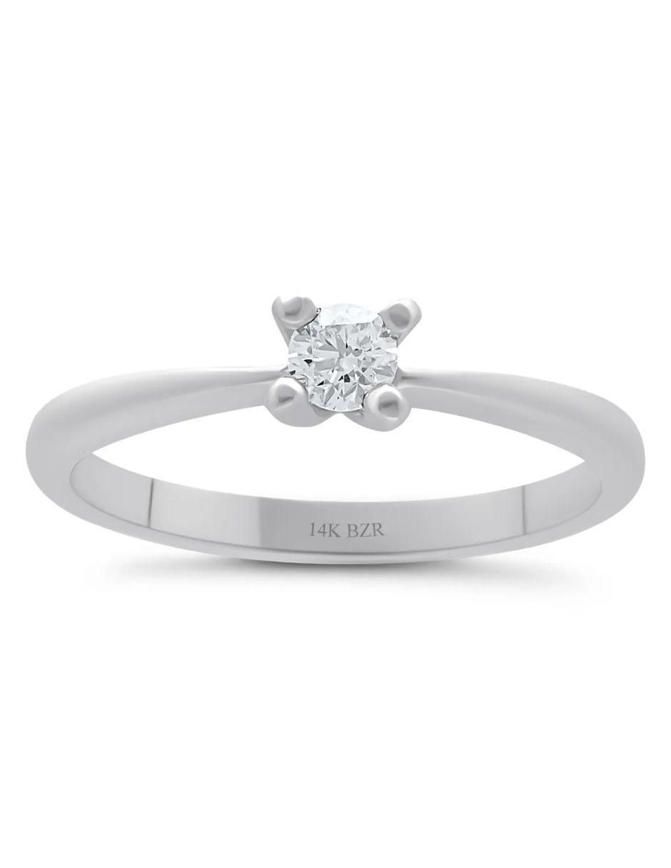 Solitario de oro blanco 14 k diamante 2
