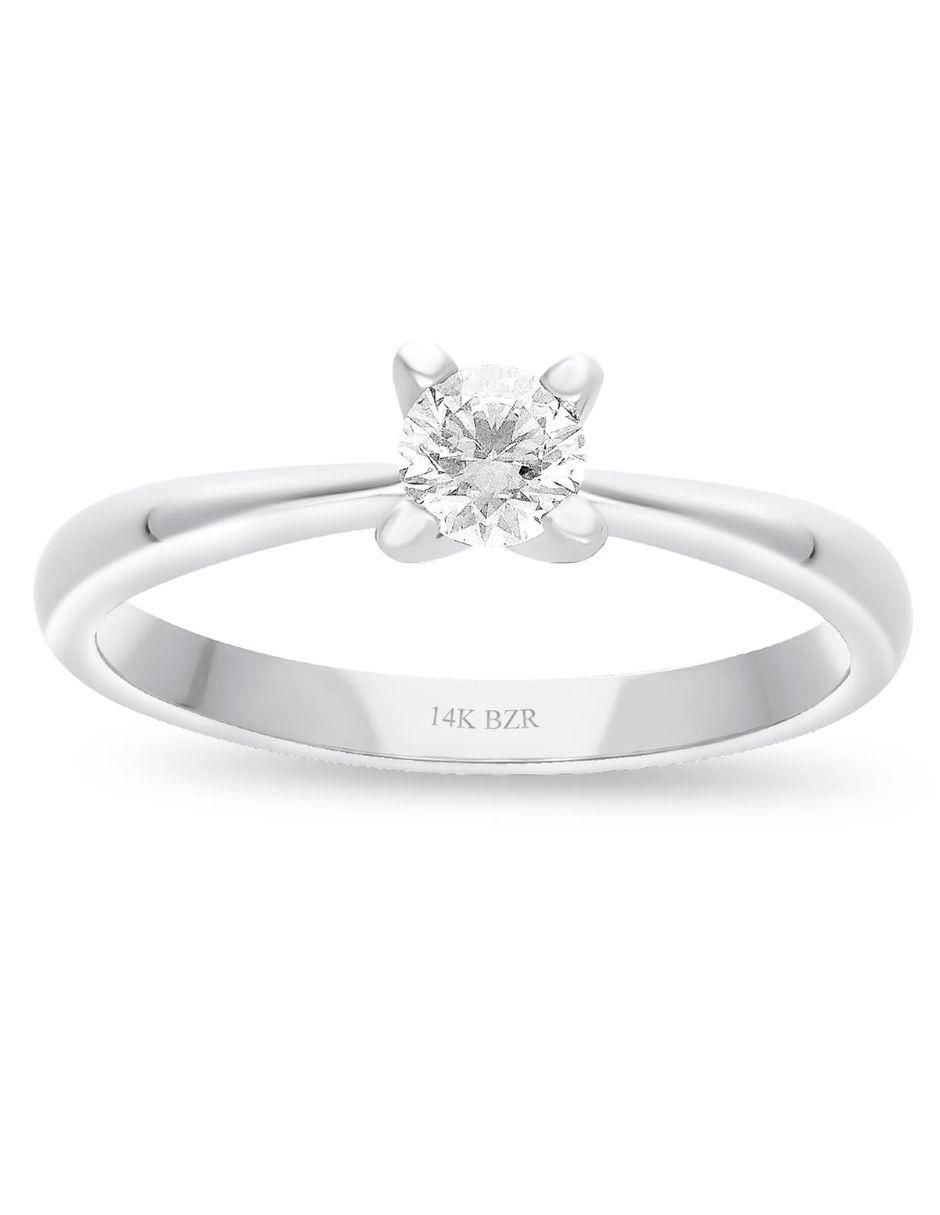 Solitario de oro blanco 14 k diamante 2
