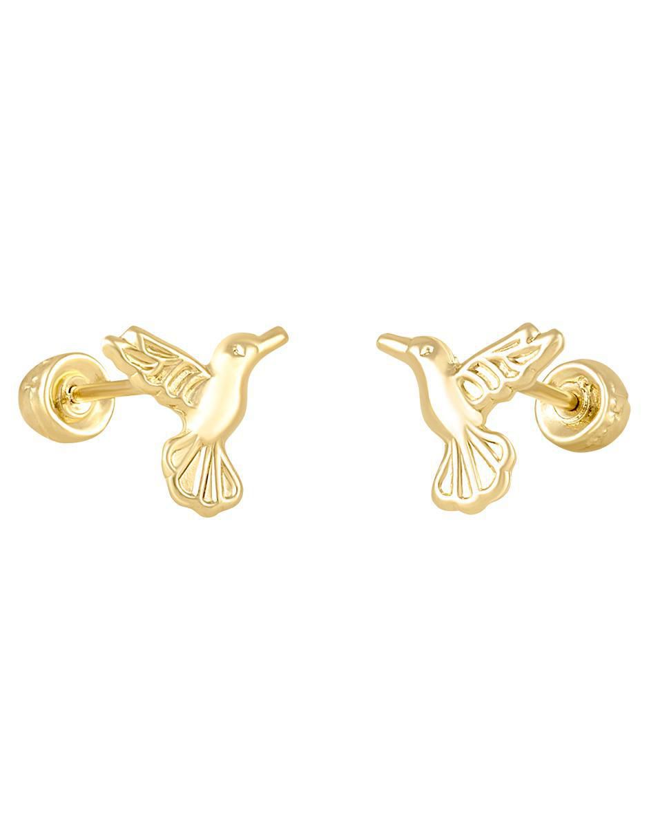 Broqueles de colibrí de oro amarillo 14 k