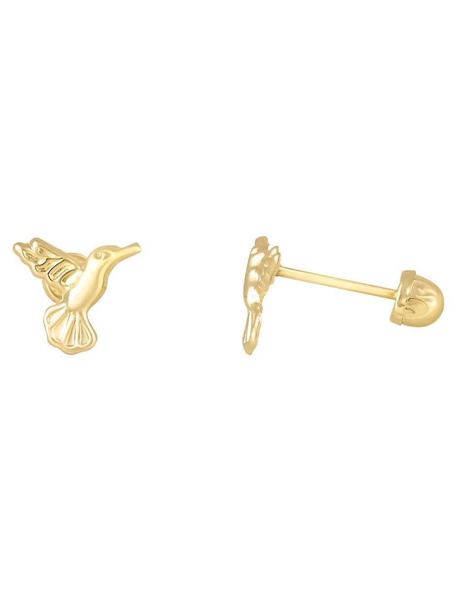 Broqueles de colibrí de oro amarillo 14 k 2