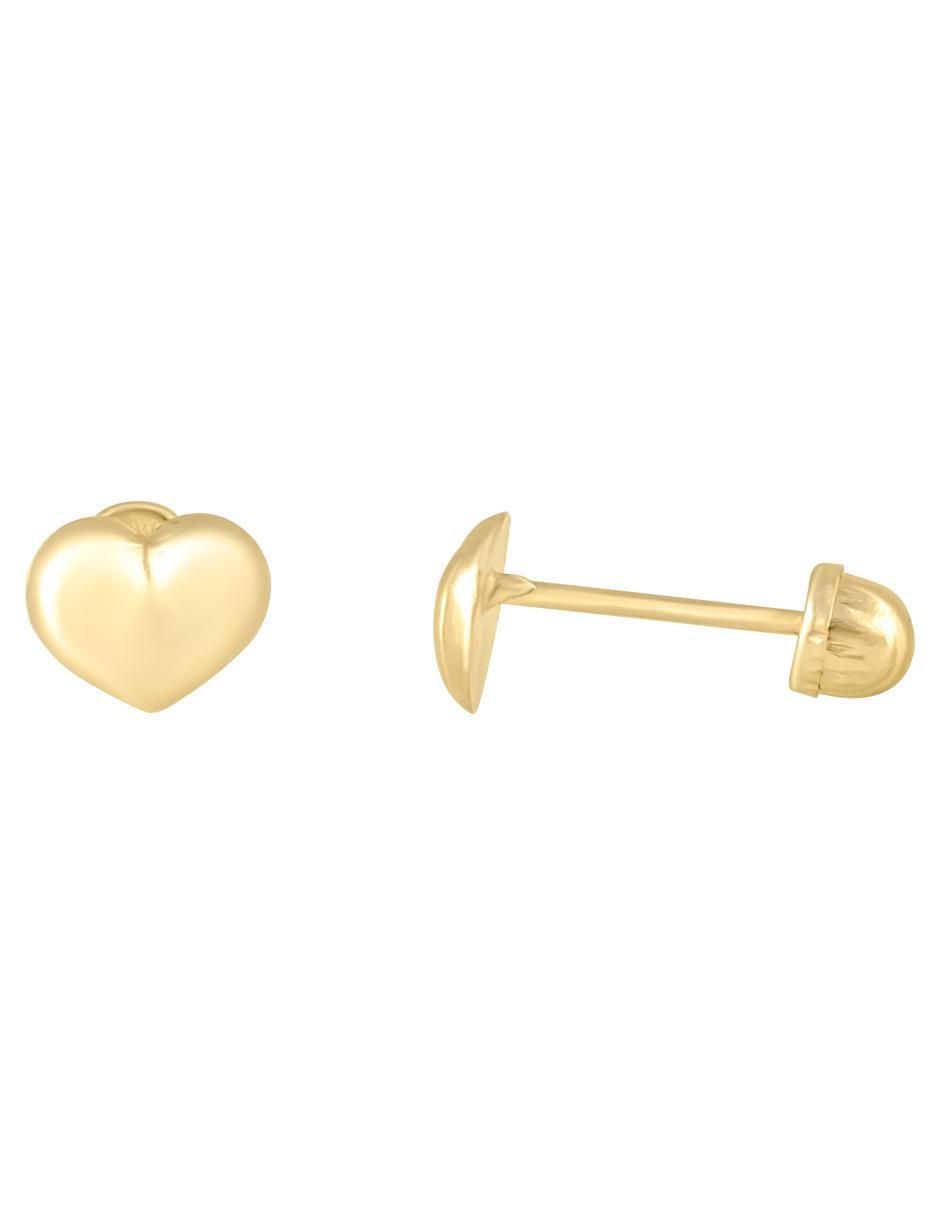 Broqueles de corazón de oro amarillo 14 k 2