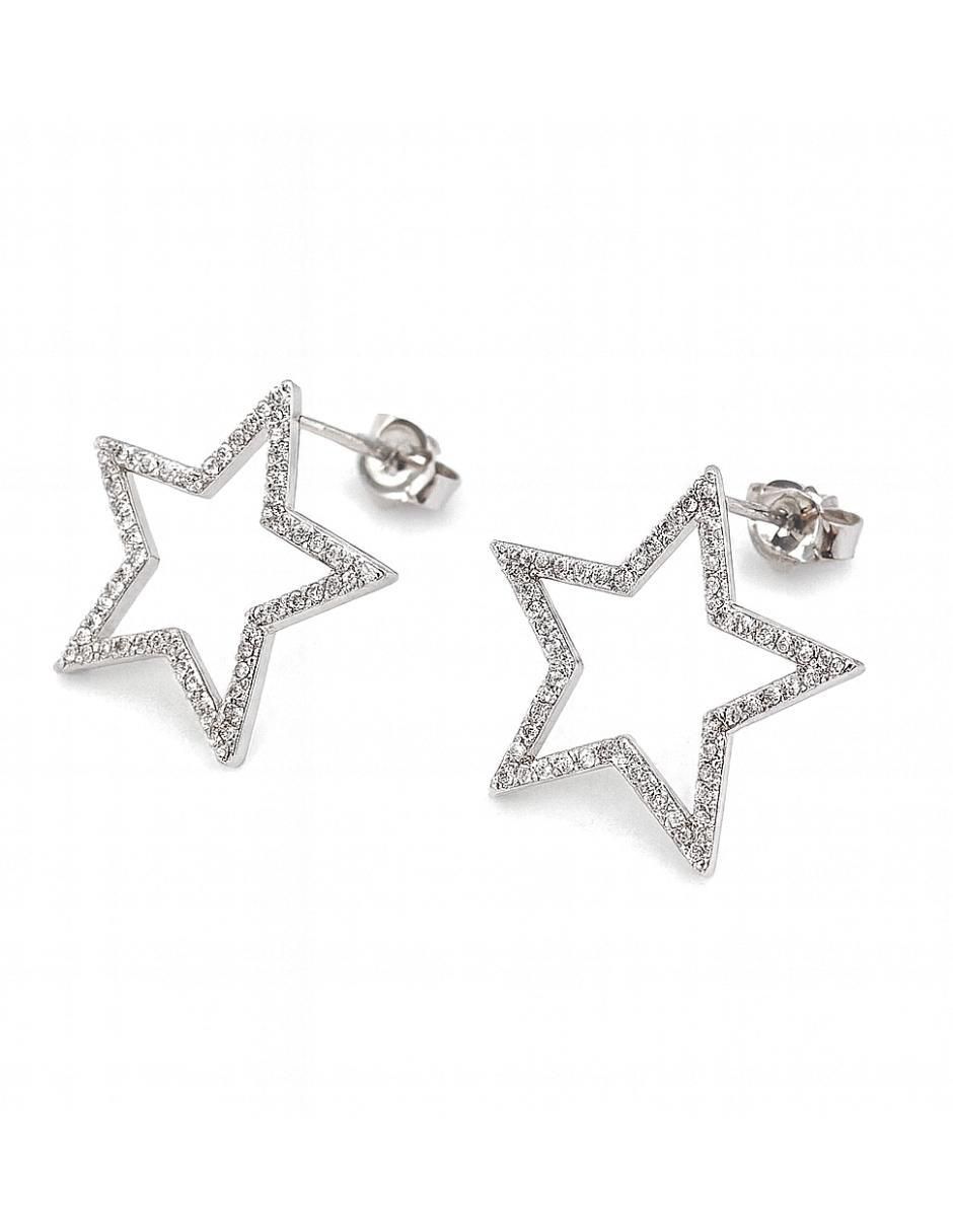 Aretes cortos de estrella de plata p 925 con acabado pavé zirconia 2